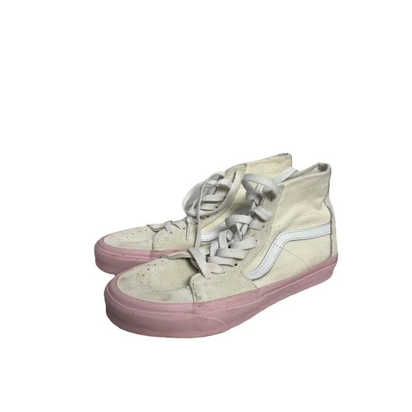 VANS Shoes - Vans Sk8-Hi Skate Cream/Pink Tapered Suede Sneaker Women 8.5